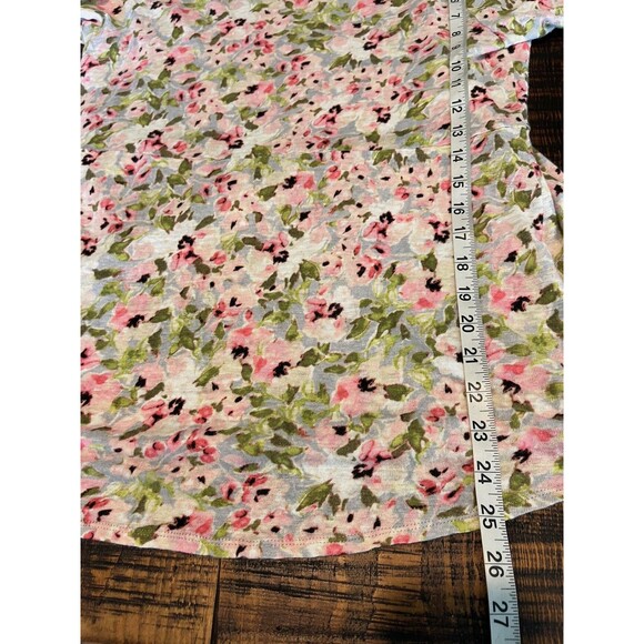 J Jill Love Linen Tunic Womens Small Petite Pink Green Floral Print Pullover Top - Picture 6 of 6